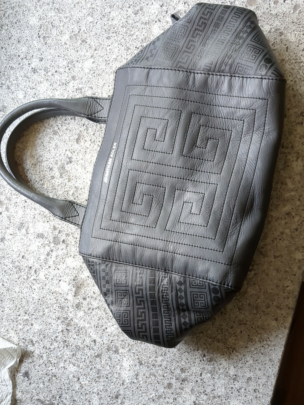 Jonathan Adler Gray Leather Logo-Panel Tote